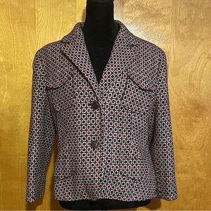 Worthington Size 10 Geometric Blazer in Purple and Pink